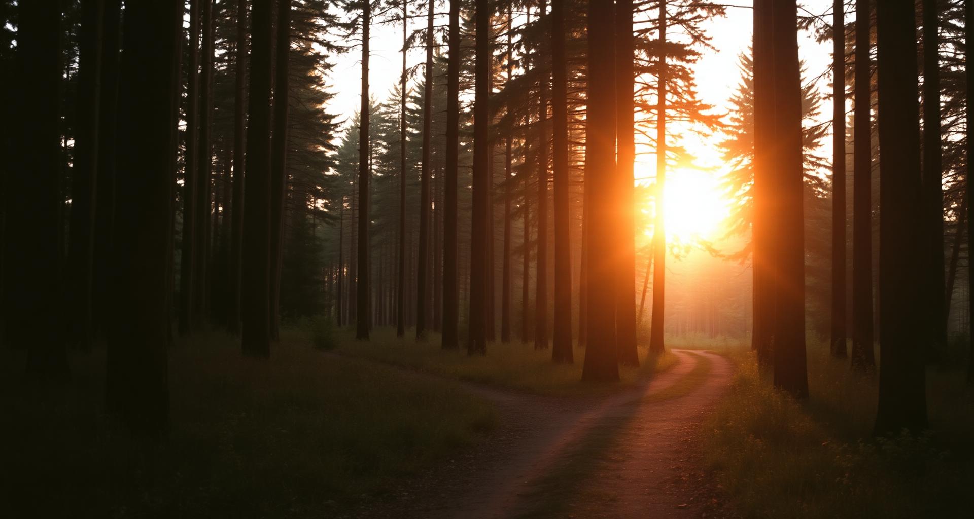 A path through trees in soft light