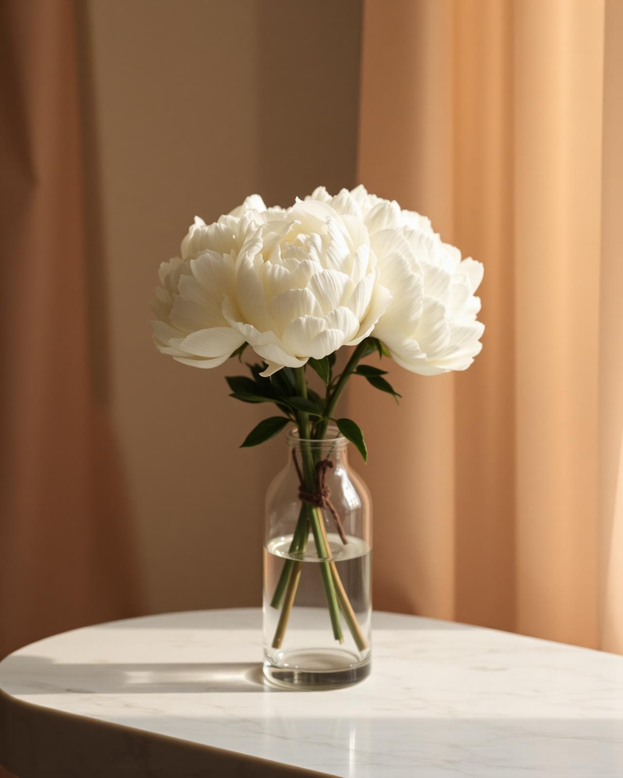 White peonies in soft light